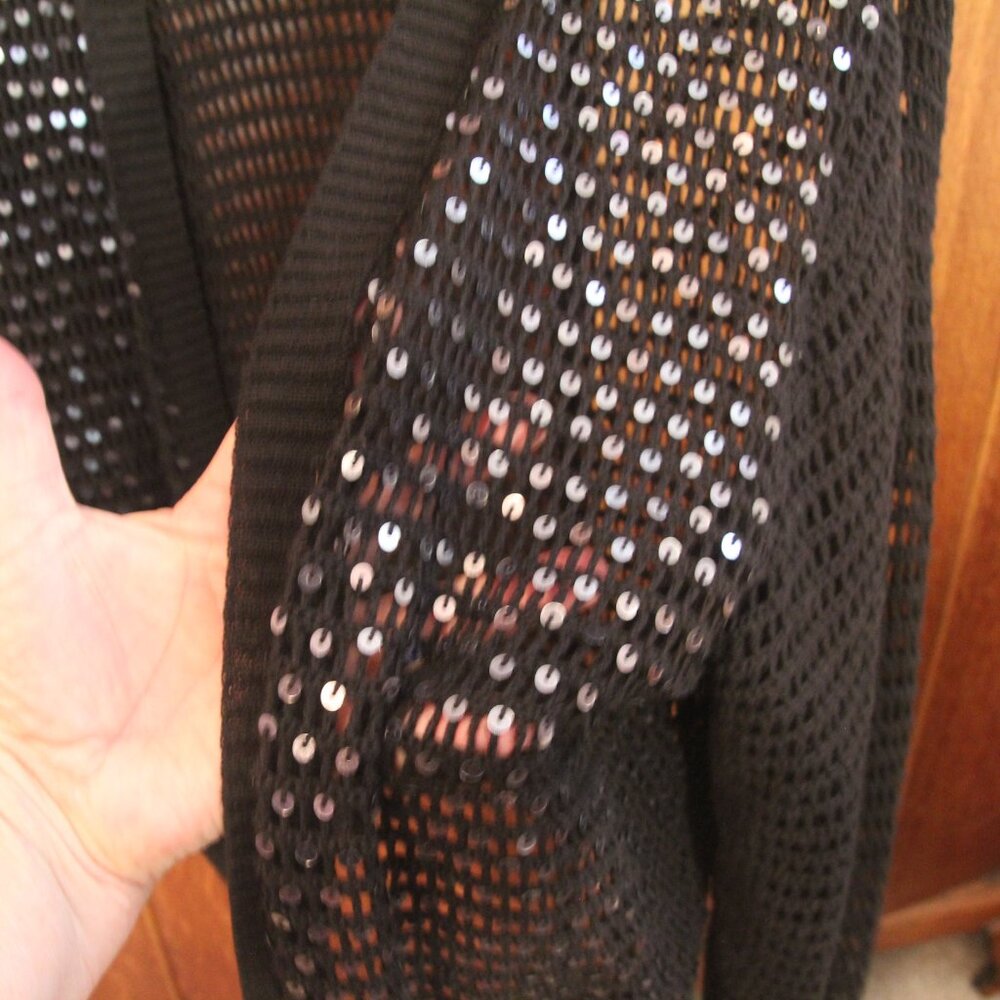 Shrug, long sleeved, black knit with sequins. Sz 1X. Style & Co. Good condition. - Picture 3 of 6